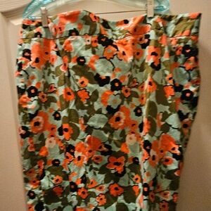 Lane Bryant Orange and Green Pencil Skirt